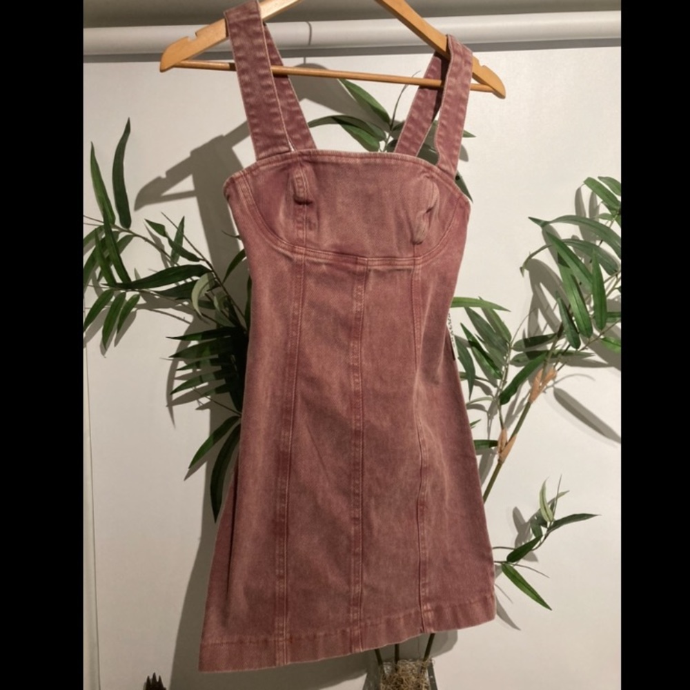 UO Golden Hour Structured Denim Mini Dress